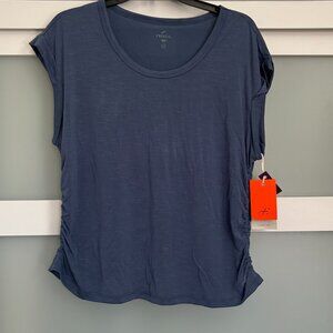 FREEFLY Women's Sydney Tee Vintage Indigo side elastic workout shirt Large NEW